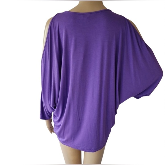 Ralph Lauren Women's Purple Viscose Jersey Knit
Cutout Cold Shoulder Top M - Picture 3 of 11